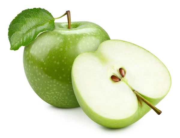 Green Juicy Apple Isolated White Background Clipping Path Full Depth — Stock Photo, Image