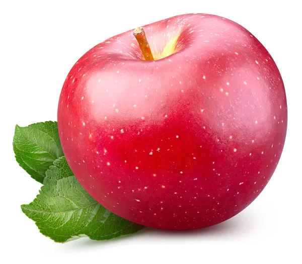 Pommes Avec Isolat Foliaire Blanc Pomme Rouge Chemin Coupe Pomme — Photo