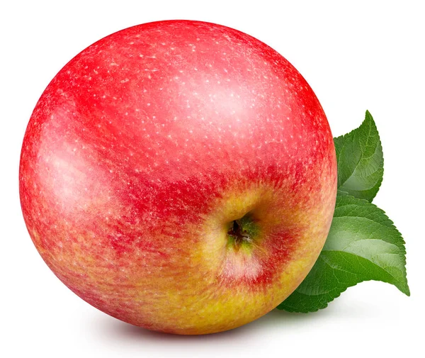 Φρούτα Μήλου Απομόνωση Φύλλων Κόκκινο Μήλο Λευκό Μονοπάτι Κοπής Μήλου — Φωτογραφία Αρχείου