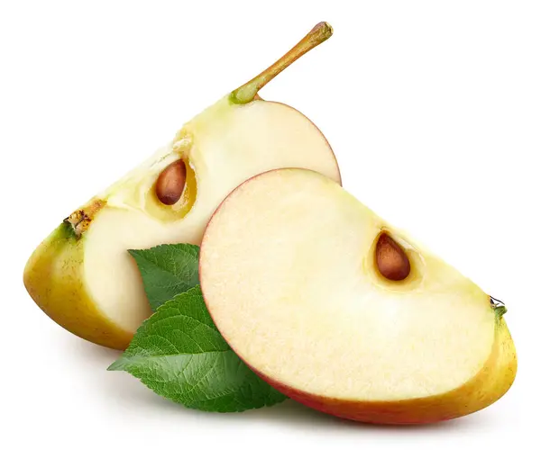 Apple Isolado Fundo Branco Maçã Caminho Corte Frutas Fatias Maçã — Fotografia de Stock