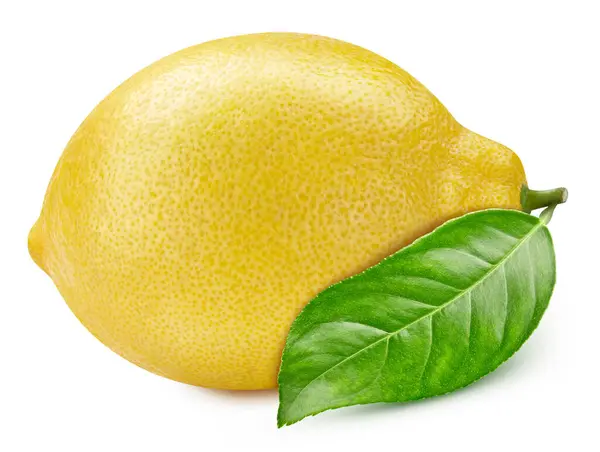 Lemon Isolated White Background Lemon Leaves Composition Clipping Path Lemon — Stock Photo, Image