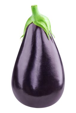 Beyaz arka planda kırpma yolu ile izole edilmiş patlıcan. Patlıcan sebzesi.