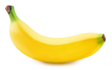 Beyaz arka planda izole edilmiş bir grup muz. Olgun muzlar kırpma yolu. Projen için kaliteli makro fotoğraf.