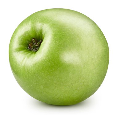 Sulu taze elma kırpma yolu. Beyaz arka planda izole edilmiş yeşil elmalar. Yakın çekim.