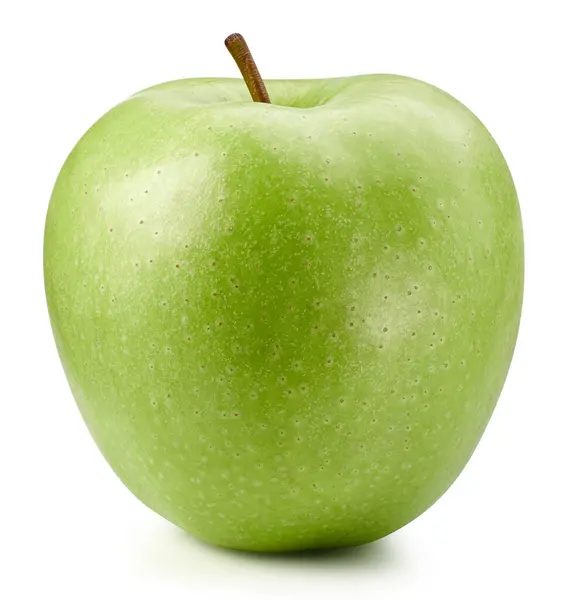 白い背景に単離された緑のリンゴ 新鮮なりんごクリッピングパスを拭く — ストック写真