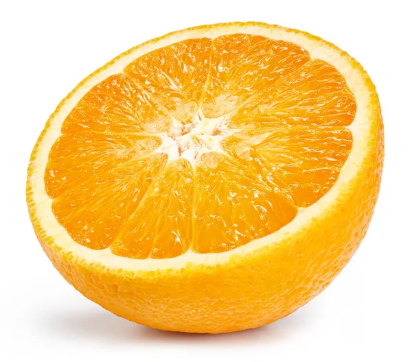 Mezza Frutta Arancione Isolata Fondo Bianco Percorso Ritaglio Arancione Primo — Foto Stock