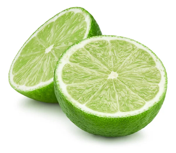Limes Half Isolated White Background Limes Fruit Clipping Path Quality — Stock Photo, Image