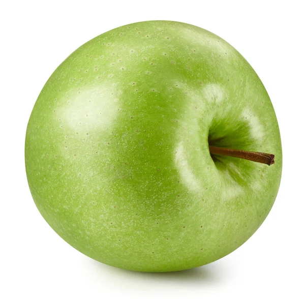 ジューシーな新鮮なリンゴクリッピングパス 白い背景に単離された緑のリンゴ クローズアップショット — ストック写真