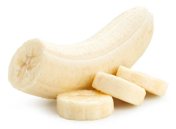 Banana Isolado Com Caminho Recorte Fundo Branco Banana Corta Fruta — Fotografia de Stock