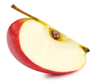 Kırmızı elmalar beyaz arka planda izole edilmiş. Olgun taze elmalar kırpma yolu. Kaliteli makro fotoğraf