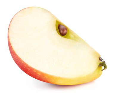 Kırmızı elmalar beyaz arka planda izole edilmiş. Olgun taze elmalar kırpma yolu. Kaliteli makro fotoğraf