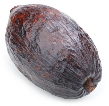 Kakao meyve kabuğu beyaz arka planda izole edilmiş. Kakao kapsülü kırpma yolu ile izole edildi. Projen için kaliteli fotoğraf.