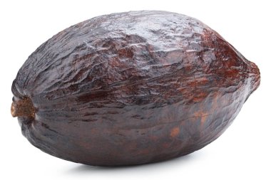 Kakao meyve kabuğu beyaz arka planda izole edilmiş. Kakao kapsülü kırpma yolu ile izole edildi. Projen için kaliteli fotoğraf.