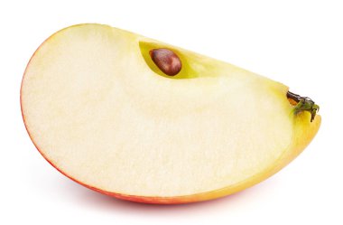 Kırmızı elmalar beyaz arka planda izole edilmiş. Olgun taze elmalar kırpma yolu. Kaliteli makro fotoğraf