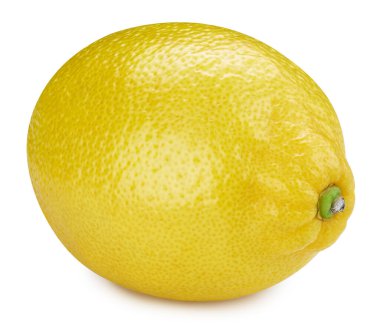 Lemon beyaz arka planda izole edilmiş. Limonlu meyve kırpma yolu. Limonlu makro fotoğraf