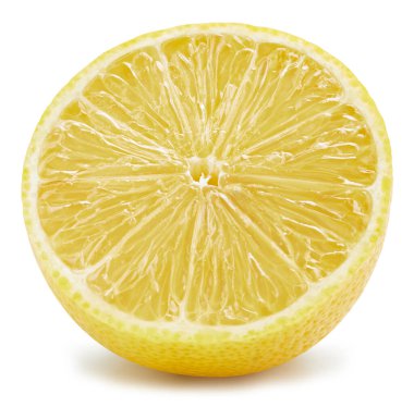 Limonlu meyve kırpma yolu. Kaliteli makro fotoğraf. Beyaz arkaplanda yarı izole edilmiş Lemon.