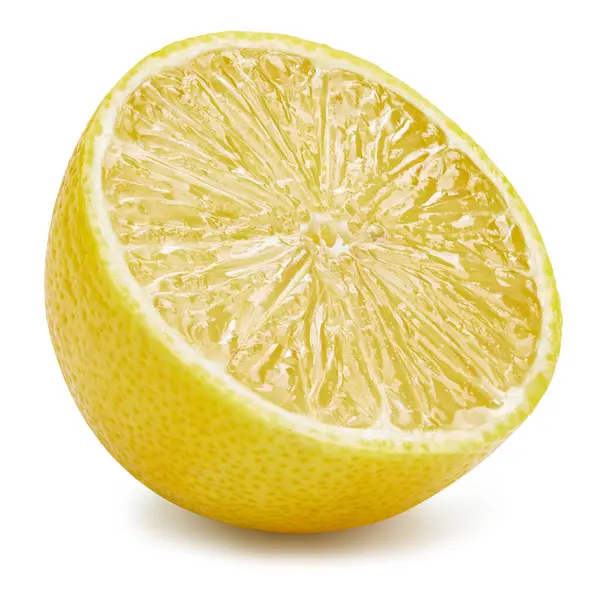 Limonlu meyve kırpma yolu. Kaliteli makro fotoğraf. Beyaz arkaplanda yarı izole edilmiş Lemon.