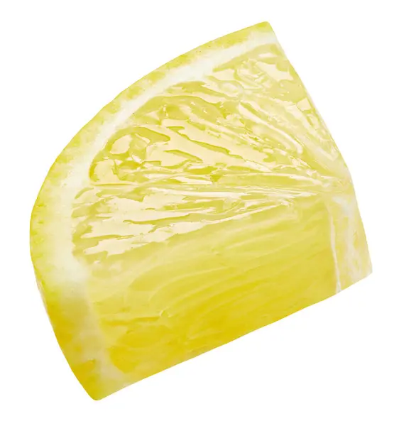 Citroenschijfje Geïsoleerd Witte Achtergrond Citroen Fruit Knippen Pad Kwaliteit Macro — Stockfoto