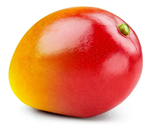 Mango beyaz arka planda izole edilmiş. Olgun mango kırpma yolu. Kaliteli makro fotoğraf