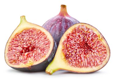 İncir Kırpma Yolu. Sulu incir meyvesi beyaz arkaplanda izole.