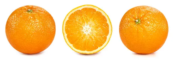 Orangefarbene Früchte Isoliert Auf Weißem Hintergrund Orangenschneidepfad Orangenkollektion — Stockfoto