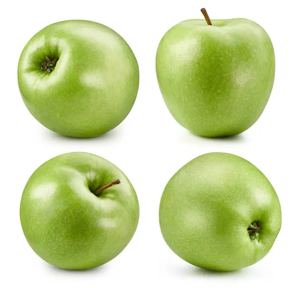 Grüne Äpfel Isoliert Auf Weißem Hintergrund Sammlung Grüner Äpfel — Stockfoto