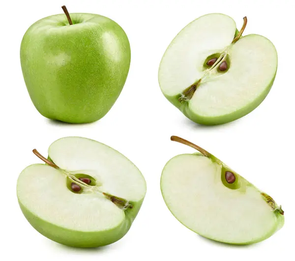 Zelená Jablka Ovoce Izolované Bílém Pozadí Kolekce Zelených Jablek — Stock fotografie