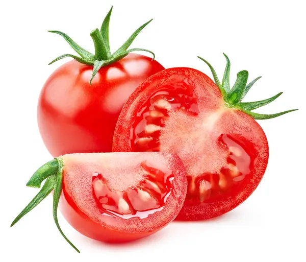Tomate Isoliert Auf Weißem Hintergrund Frische Rote Tomate Mit Schnittpfad — Stockfoto