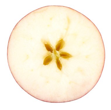 Kırmızılı elma dilimi kırpma yolu olan beyaz üzerine izole edilmiş