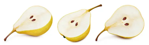 Pears Half Collection Isolated White Background Pears Clipping Path — Stock Photo, Image