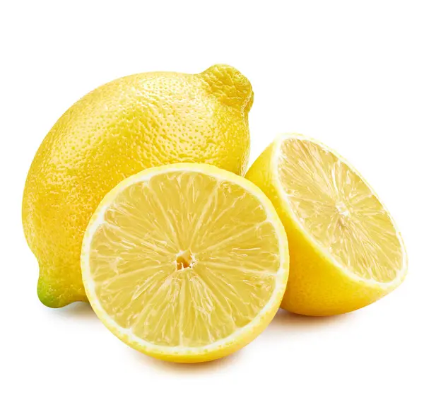Yellow Lemon Citrus Fruit Lemon Fruit Half Isolated Lemon Clipping — Stock Photo, Image