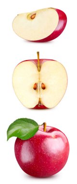 Kırmızı elma koleksiyonu izole edildi. Beyaz üzerine kırmızı elma. Tam alan derinliği. kırpma yolu ile