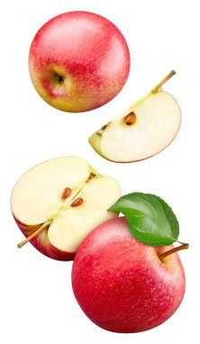 Kırmızı elma koleksiyonu izole edildi. Beyaz üzerine kırmızı elma. Tam alan derinliği. kırpma yolu ile