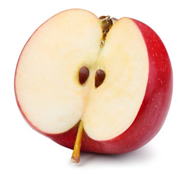 Kırmızı elma beyaz üzerine yarı izole edilmiş, kırpma ile.