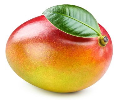Beyaz arka planda izole edilmiş mango meyvesi. Mango kırpma yolu.