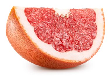 Beyaz arkaplanda greyfurt izole edilmiş. Greyfurt narenciye kesme yolu. Greyfurt makro stüdyo fotoğrafı