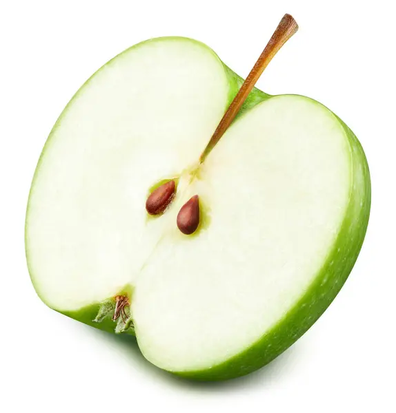 Grüne Äpfel Halb Isoliert Auf Weißem Hintergrund Reife Frische Äpfel — Stockfoto