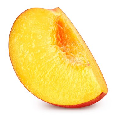 Şeftali. Beyaz arka planda taze organik şeftali. Şeftali makrosu