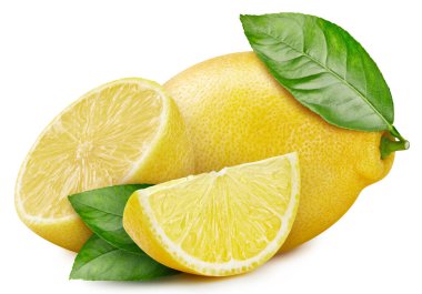 Limon toplama yolu. Beyaza izole edilmiş organik taze limon. Limonun tam derinliği