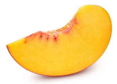 Beyaz üzerine izole edilmiş organik şeftali. Taze şeftali. Tam alan derinliği.