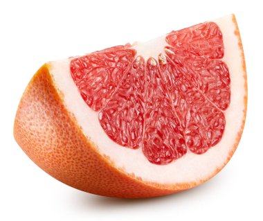 Greyfurt kesme yolu. Beyaz üzerine izole edilmiş organik taze greyfurt. Tam alan derinliği.