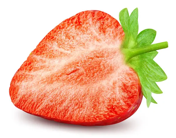 草莓半独立于白色背景 草莓剪枝路径 — 图库照片
