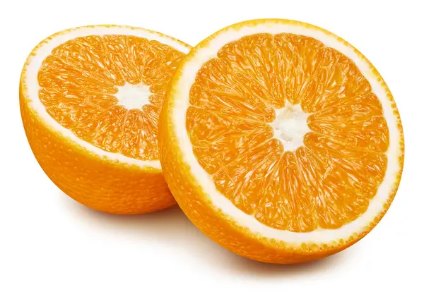 Owoce Plasterkach Pomarańczy Pomarańczowy Izolat Białym Ścieżką Wycinania — Zdjęcie stockowe