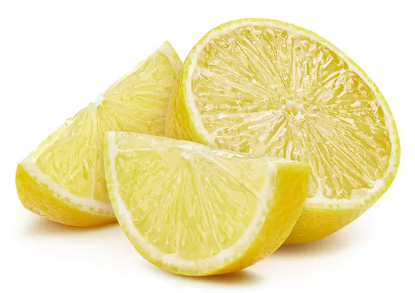 Half Freshly Cut Lemon Lemon Clipping Path Lemon Slices Macro — Stock Photo, Image