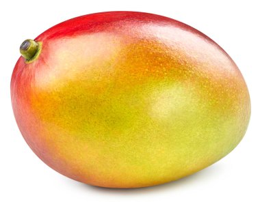 Mango beyaz arka planda izole edilmiş. Mango Kırpma Yolu. Mango makro fotoğraf