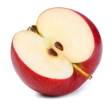 Kırmızı elmalar beyaz arka planda izole edilmiş. Olgun taze elmalar kırpma yolu