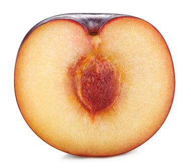 Erik, beyaz arka planda yarı yalıtılmış. Olgun erik kırpma yolu