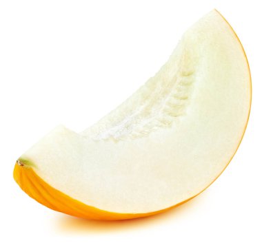 Kavun Kırpma Yolu. Taze kavun beyaz arkaplanda izole edildi