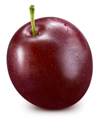 Taze erik beyaz arka planda izole edilmiş. Erik kırpma yolu. Taze organik erik. Tam alan derinliği