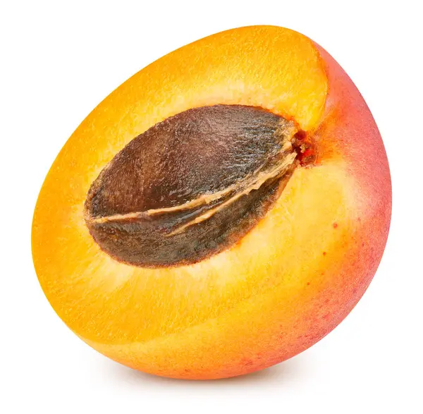 Apricot Half Isolated White Background Apricot Fruit Clipping Path Apricot — Stock Photo, Image